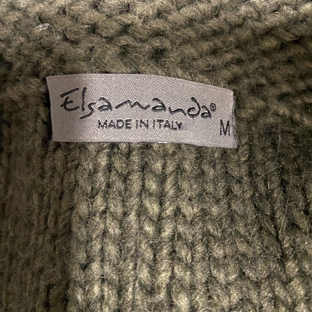 NWOT Elsamanda Made in Italy Cozy Olive Green Knit Sweater - Picture 5 of 7